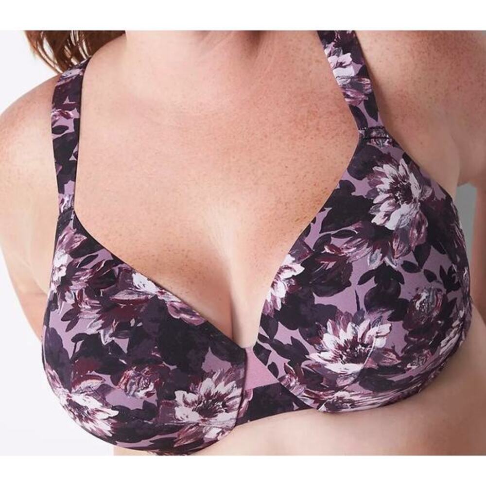 Cacique Modern Collection Floral Balconette Bra Purple Cloud Comfort Wire 44C